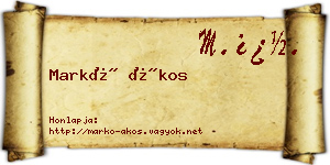 Markó Ákos névjegykártya